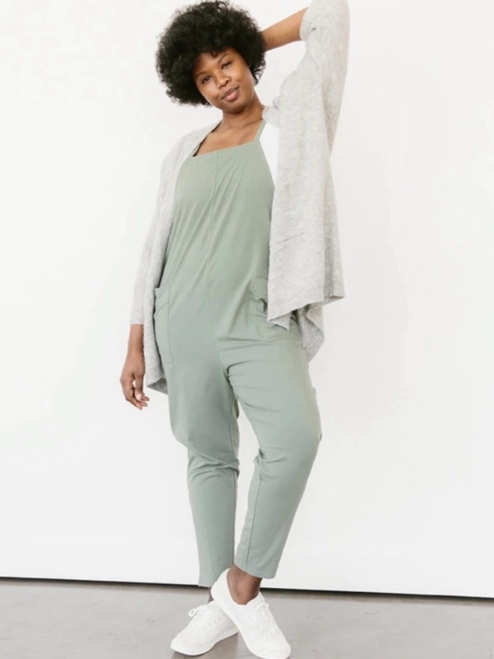 Storq 2 S Anytime Overalls Sage Green 0525 pocket straight pregnancy small